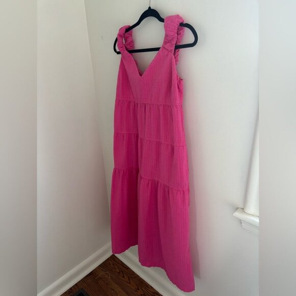 Juicy Couture Pink Cotton Tiered Midi Summer Dress with Pockets - Picture 5 of 14